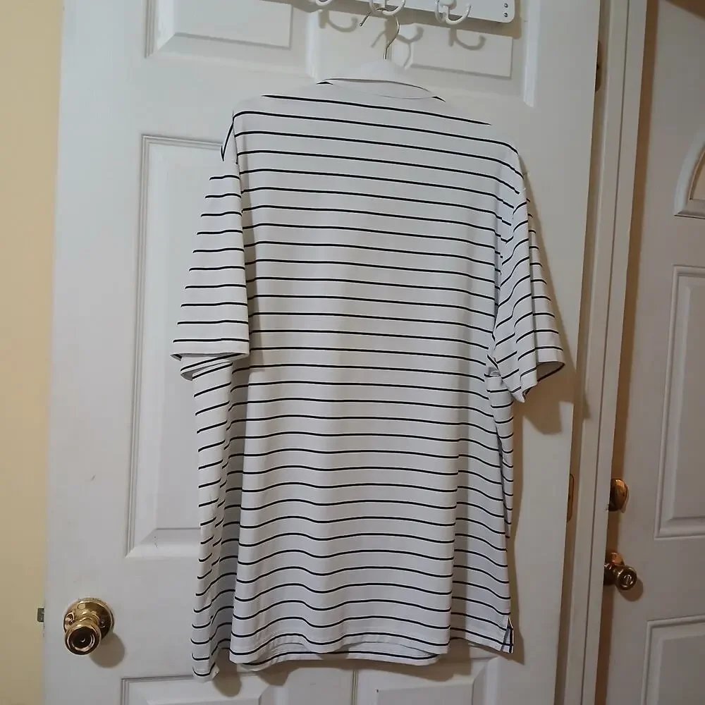 Polo Ralph Lauren Perfomance Shirt Men XXL White Striped Short Sleeve Pony Logo